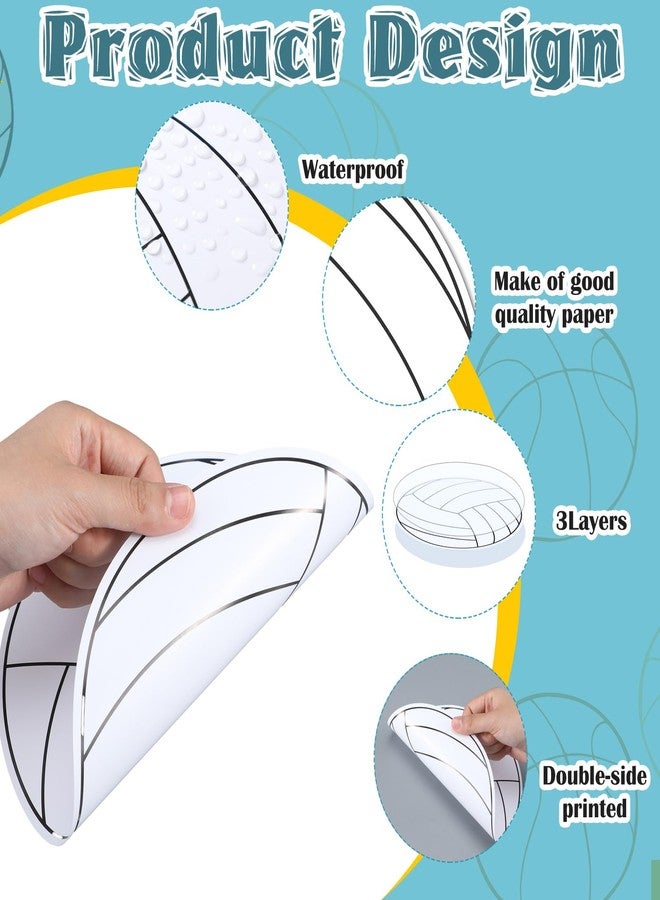 Weekgrat 36 Pcs Volleyball Decoration for Party Bump Spike Volleyball Silhouette Poster Board Decoration Paper Cutting DIY Baby Shower Birthday Large Party Essentials(5.5 Inch,Classic,White) - Image 3